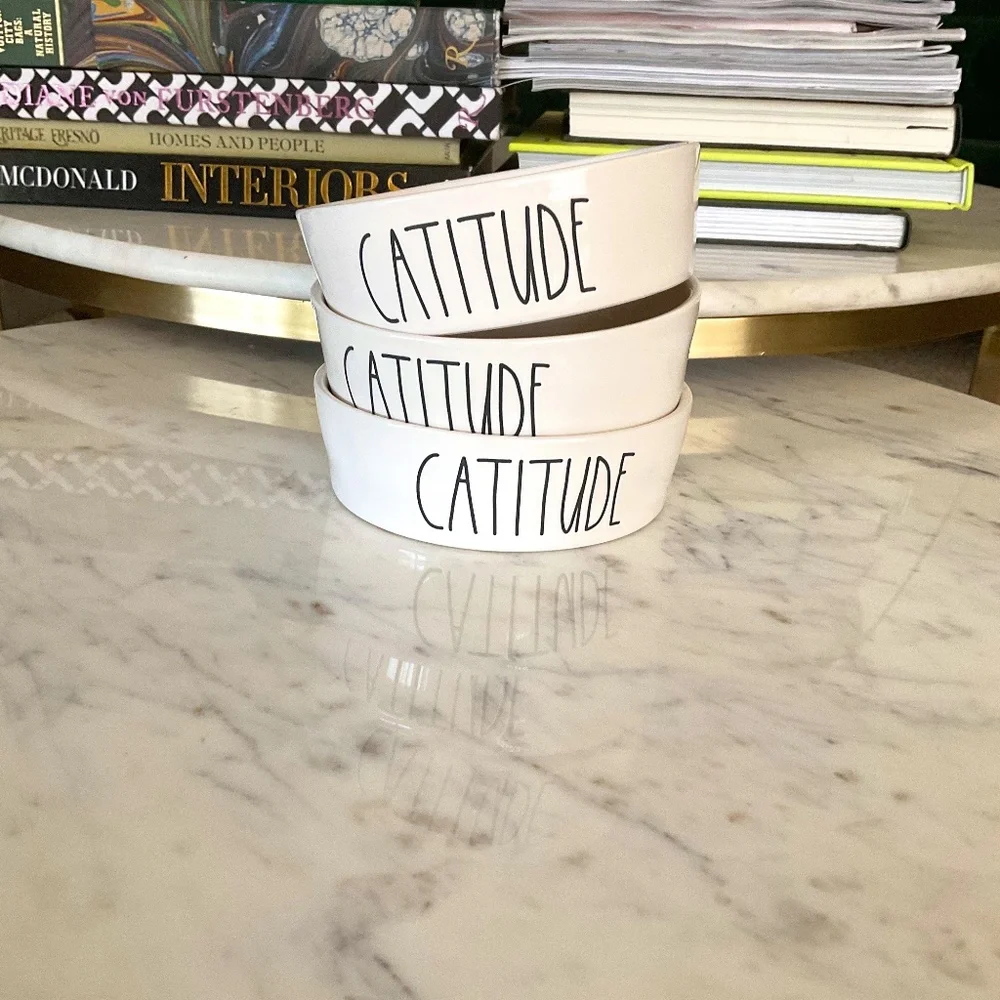 BNWT RAE DUNN CATITUDE PET FEEDING BOWL! SUPER CUTEE